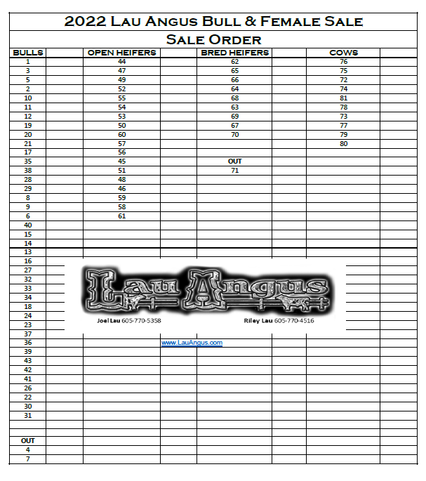 Lau Angus 2022 Bull and Female Sale